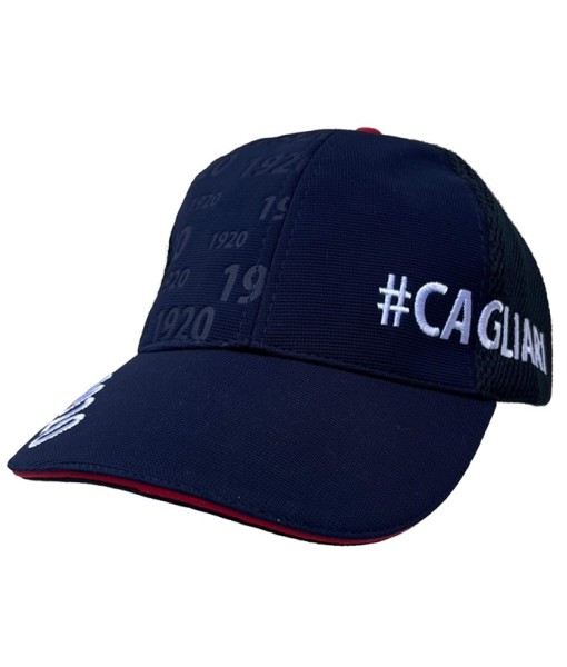 CAPPELLO CAGLIARI UFFICIALE in COTONE BLU RETINATO