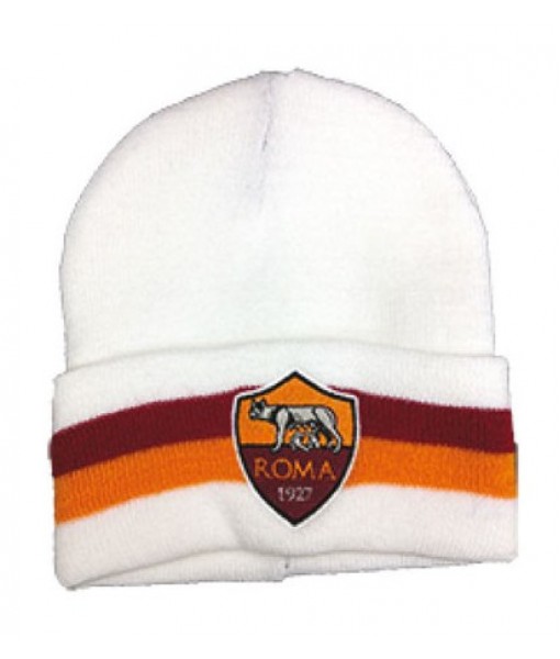 BERRETTO ROMA UFFICIALE CAPPELLO INVERNALE in ACRILICO RICAMATO BIANCO BERRETTO ROMA UFFICIALE CAPPELLO INVERNALE in ACRILICO RICAMATO BIANCO