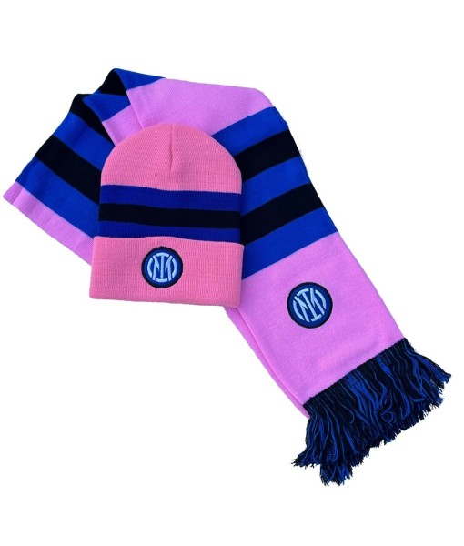 SET INTER SCIARPA + BERRETTO UFFICIALE KIT DONNA ROSA INVERNALE in ACRILICO 010