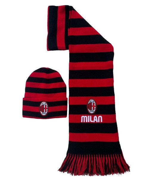 SET MILAN SCIARPA + BERRETTO UFFICIALE INVERNALE KIT in ACRILICO ROSSONERO MILLERIGHE